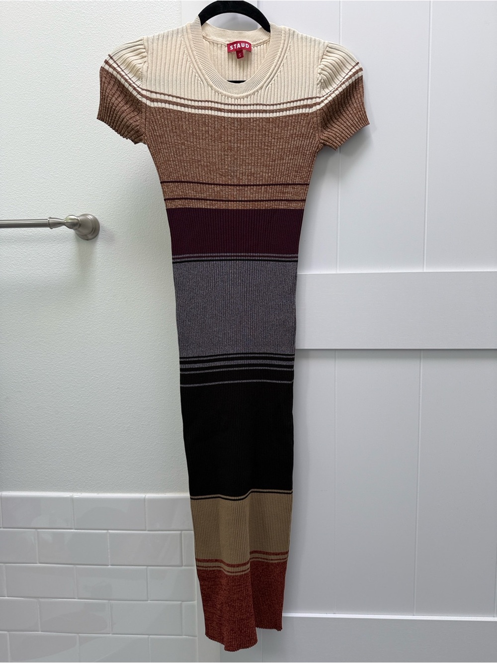 STAUD Colleen Ribbed Knit Midi Dress Small NWOT - Picture 7 of 9